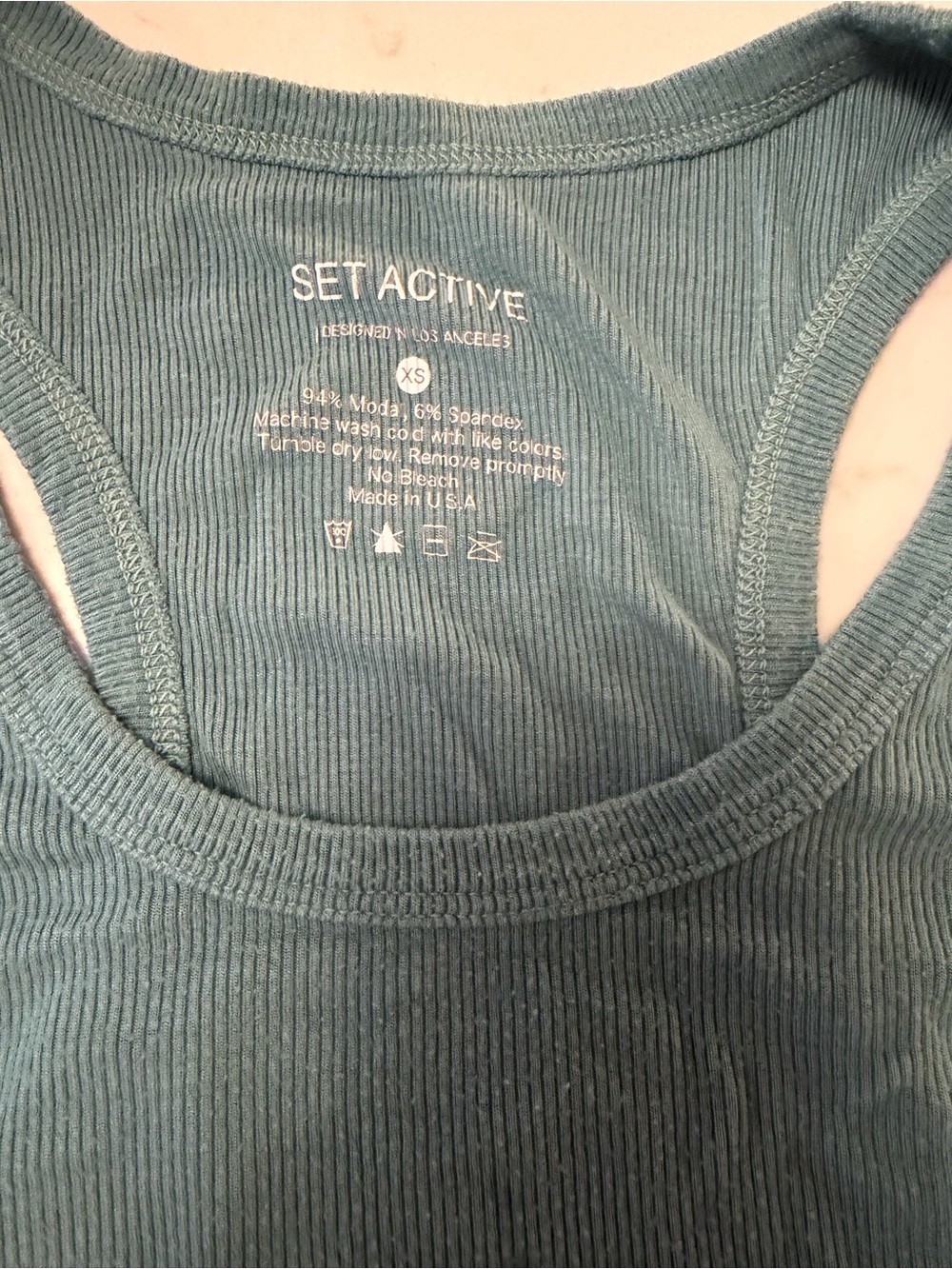 SET Active Ribbed Teal Racerback Tank - Picture 3 of 3